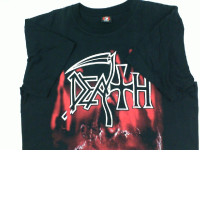 Black shirt with red pattern 