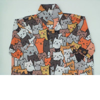 cat pattern collar shirt szie M