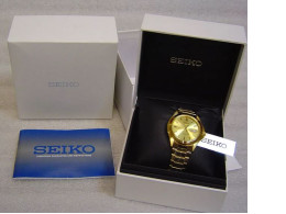 SEIKO 5 Gents Automatic self winding watch Gold stainless steel SNKK98K1 NEW 