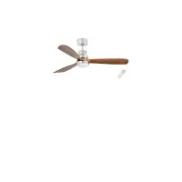 Ceiling fan with wooden blades on control panel