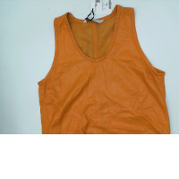 women's leather tank top orange size S