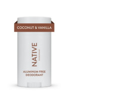 Native natural deodorant, coconut and vanilla, aluminum-free, long-lasting odor protection.
