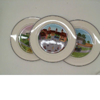 Set of Ceramic flat plate with pattern (3pcs/set)