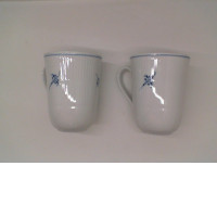 Set of White ceramic mug with blue pattern (2pcs/set)