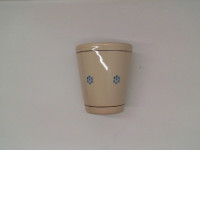 Cream colored ceramic mug with blue pattern Cream colored ceramic mug with blue pattern