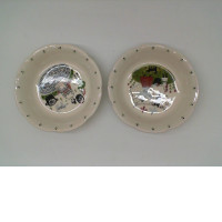Set of Ceramic flat plate with pattern (2pcs/set)