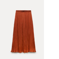 ZARA  PLEATED MIDI SKIRT ZW COLLECTION - Orange