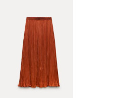 ZARA  PLEATED MIDI SKIRT ZW COLLECTION - Orange