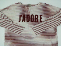 White and red striped long-sleeved round neck shirt size L