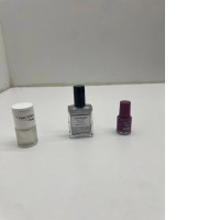 Set of 3 nail polishes: white, silver and purple
