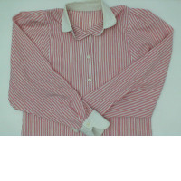 Women's light pink long-sleeved shirt with white stripes  size S