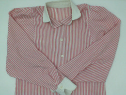 Women's light pink long-sleeved shirt with white stripes  size S