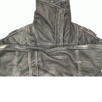 Black and gray leather jacket 