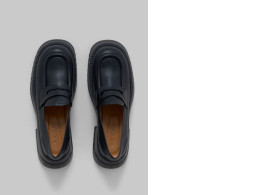 MARNI Black leather loafer with 