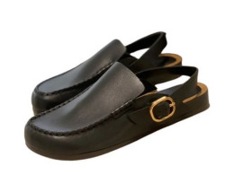 Buckle Strap Big Head Leather Slippers Buckle Strap Big Head Leather Slippers