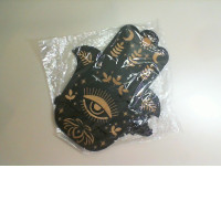 Wooden stand, black, with hooks