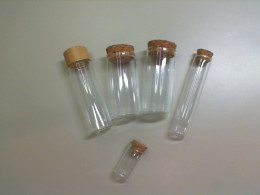 Set of 5 decorative glass flasks
