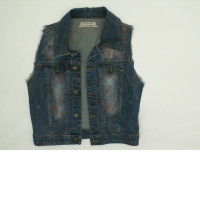 Denim vest with pattern