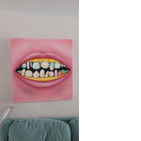 Painting - caricature of a mouth