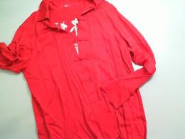 Women's red blouse with a dragon embroidered on the back