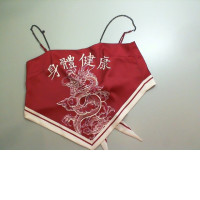 Red spaghetti strap top with dragon