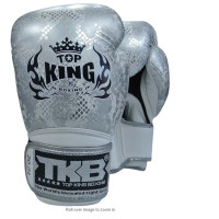Top King Boxing Gloves – White Python Silver Boxing Gloves Leather MMA Muay Thai