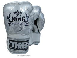 Top King Boxing Gloves – White Python Silver Boxing Gloves Leather MMA Muay Thai