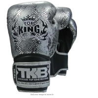 Top King Python Boxing Gloves, Black/Silver, Muay Thai, Leather