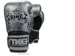 Top King Python Boxing Gloves, Black/Silver, Muay Thai, Leather