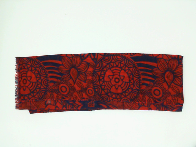 Red scarf with blue pattern Red scarf with blue pattern