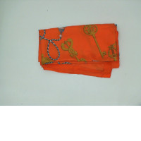Orange scarf with light blue pattern Orange scarf with light blue pattern