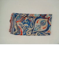 Light blue and cream colored scarf with pattern 