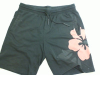 Men's black shorts with red flower