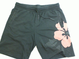 Men's black shorts with red flower