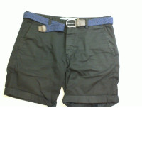 Men's black shorts with belt