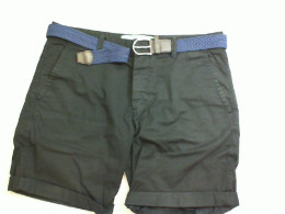 Men's black shorts with belt