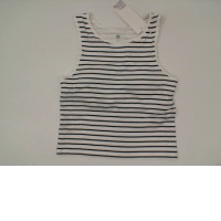 Women's tank top, white with black pattern