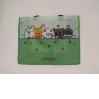 Green cream cloth bag with cartoon pattern Green cream cloth bag with cartoon pattern
