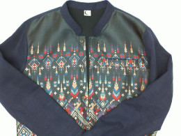 Blue long-sleeved Chinese collar shirt Blue long-sleeved Chinese collar shirt