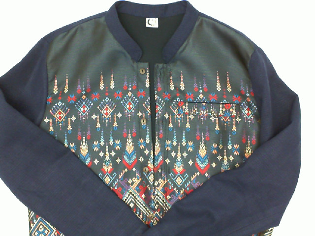 Blue long-sleeved Chinese collar shirt Blue long-sleeved Chinese collar shirt