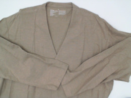 Light brown long-sleeved V-neck shirt