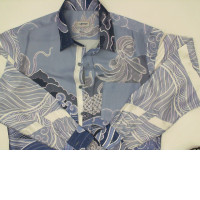 Light blue long-sleeved shirt with sea pattern Light blue long-sleeved shirt with sea pattern