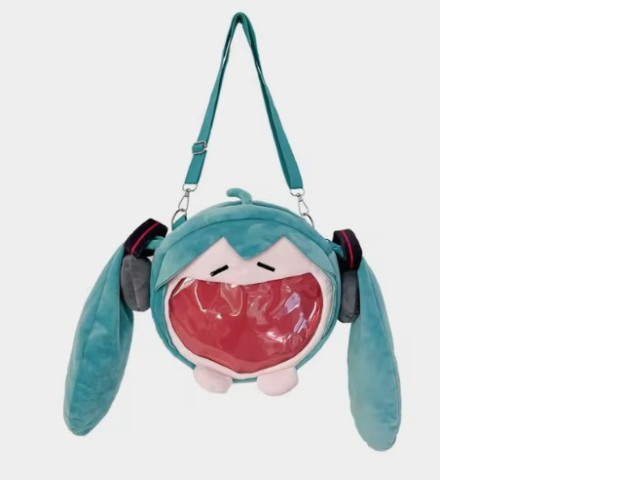 25X30CM Anime Hatsune Miku Q version Kawaii Figure Plush bag Model Doll Cute girl diagonal transparent bag doll backpack Gifts 25X30CM Anime Hatsune Miku Q version Kawaii Figure Plush bag Model Doll Cute girl diagonal transparent bag doll backpack Gifts