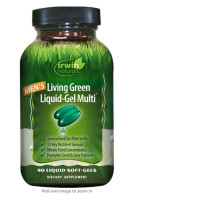 Irwin Naturals Men's Living Green Liquid-Gel Multi - 70 Essential Nutrients, Full-Spectrum Vitamins, Wholefood Blend - Targeted Adrenal & Brain Support - 90 Liquid Softgels