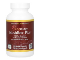 California Gold Nutrition, Fungiology MushRex Plus Certified Organic Complete Mushroom Blend with Immune Assist™ Micron, 120 Plant-Based Capsules.