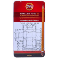 Set of 12 pencils of varying softness and hardness, in a metal box Set of 12 pencils of varying softness and hardness, in a metal box