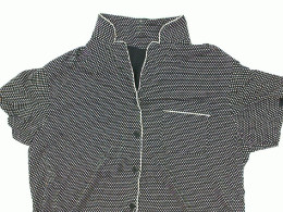 Blue collar shirt with white stripes