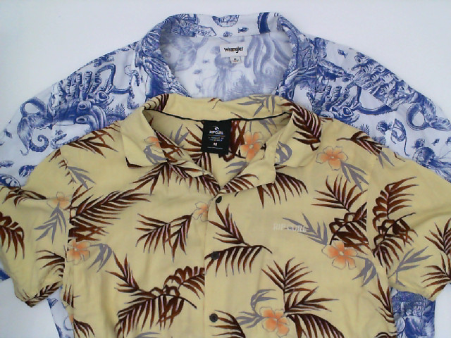 Set of Multi-colored short-sleeved Hawaiian shirt (2pcs/set) Set of Multi-colored short-sleeved Hawaiian shirt (2pcs/set)