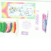Schoolchild's kit: (pencilcase, cloth, eraser, stickers, ruler, pencil, pen, colored pen