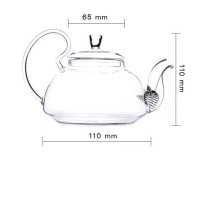 Teapot, clear glass teapot, teapot with spring tea strainer